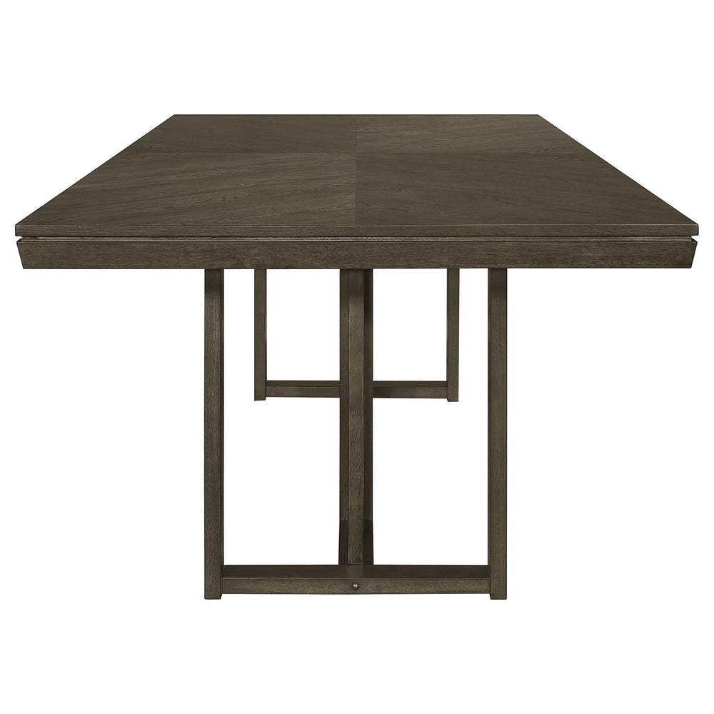 Juego de mesa de comedor rectangular Kelly de 9 piezas, gris oscuro