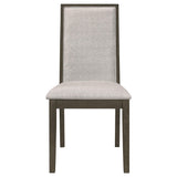 Juego de mesa de comedor rectangular Kelly de 9 piezas, gris oscuro