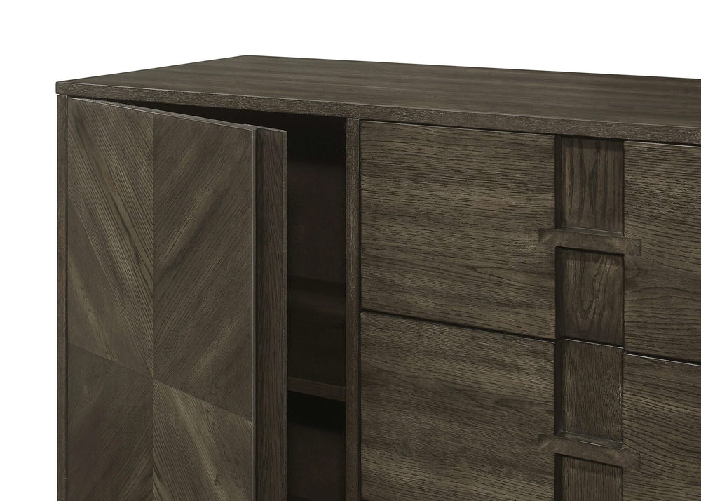 Aparador de comedor Kelly con 3 cajones y almacenamiento, color gris oscuro