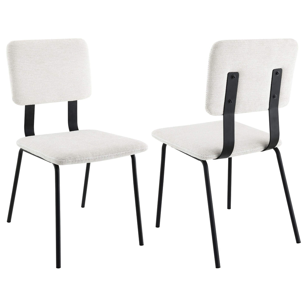 Silla de comedor tapizada en tela Calla, color blanco (juego de 2)