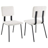 Silla de comedor tapizada en tela Calla, color blanco (juego de 2)