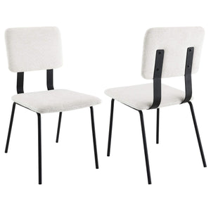 Silla de comedor tapizada en tela Calla, color blanco (juego de 2)