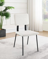Silla de comedor tapizada en tela Calla, color blanco (juego de 2)