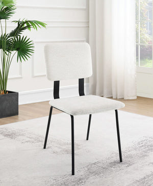 Silla de comedor tapizada en tela Calla, color blanco (juego de 2)