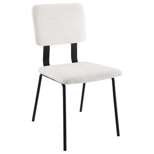 Silla de comedor tapizada en tela Calla, color blanco (juego de 2)