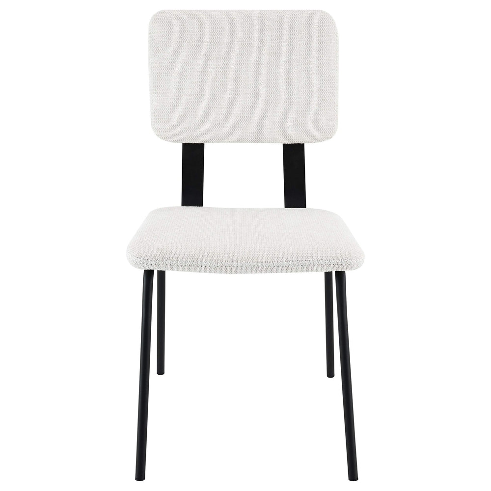 Silla de comedor tapizada en tela Calla, color blanco (juego de 2)
