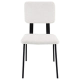 Silla de comedor tapizada en tela Calla, color blanco (juego de 2)