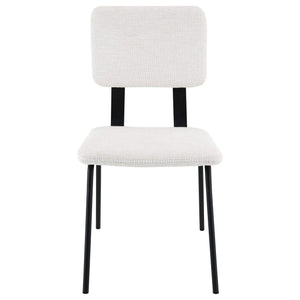 Silla de comedor tapizada en tela Calla, color blanco (juego de 2)