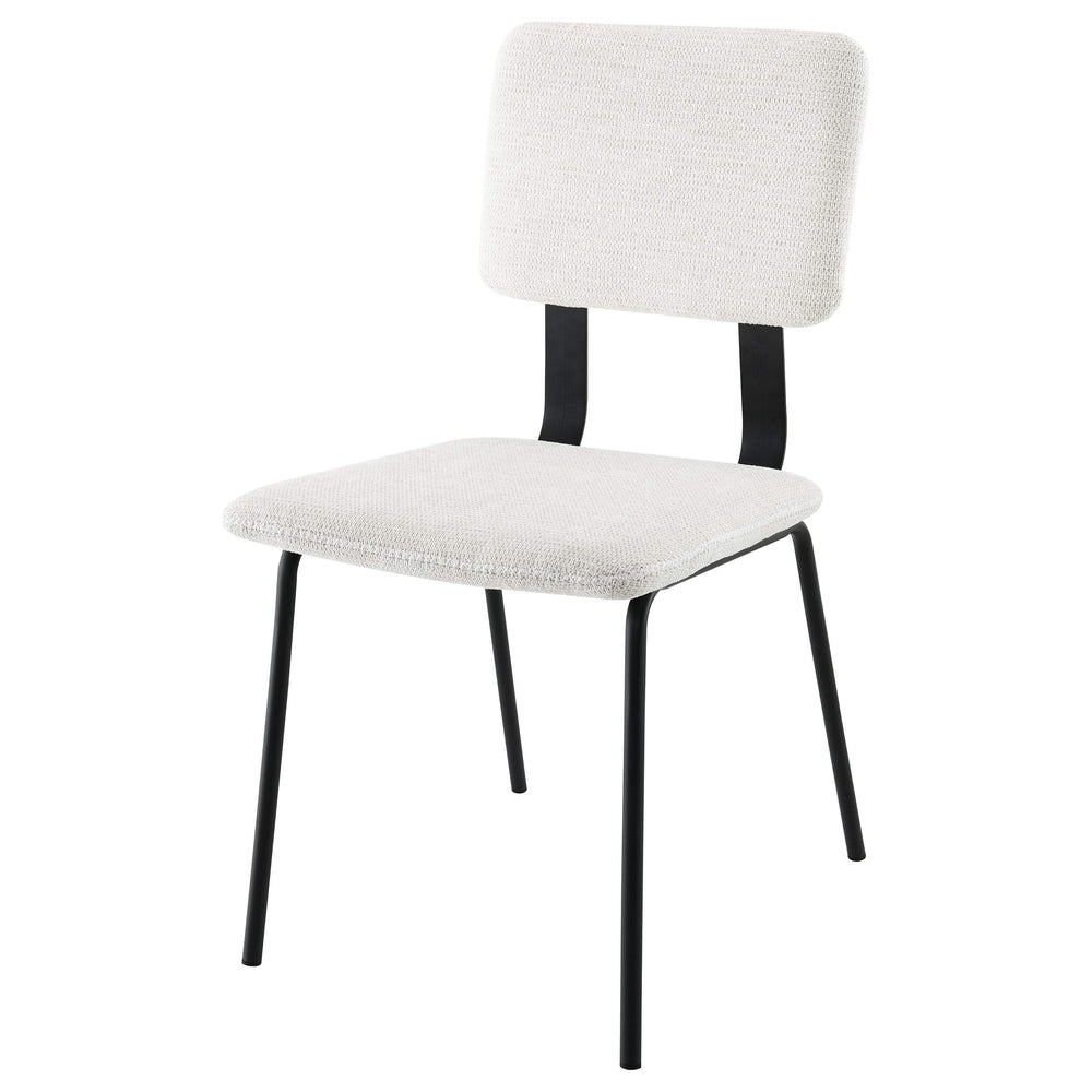 Silla de comedor tapizada en tela Calla, color blanco (juego de 2)