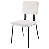 Silla de comedor tapizada en tela Calla, color blanco (juego de 2)