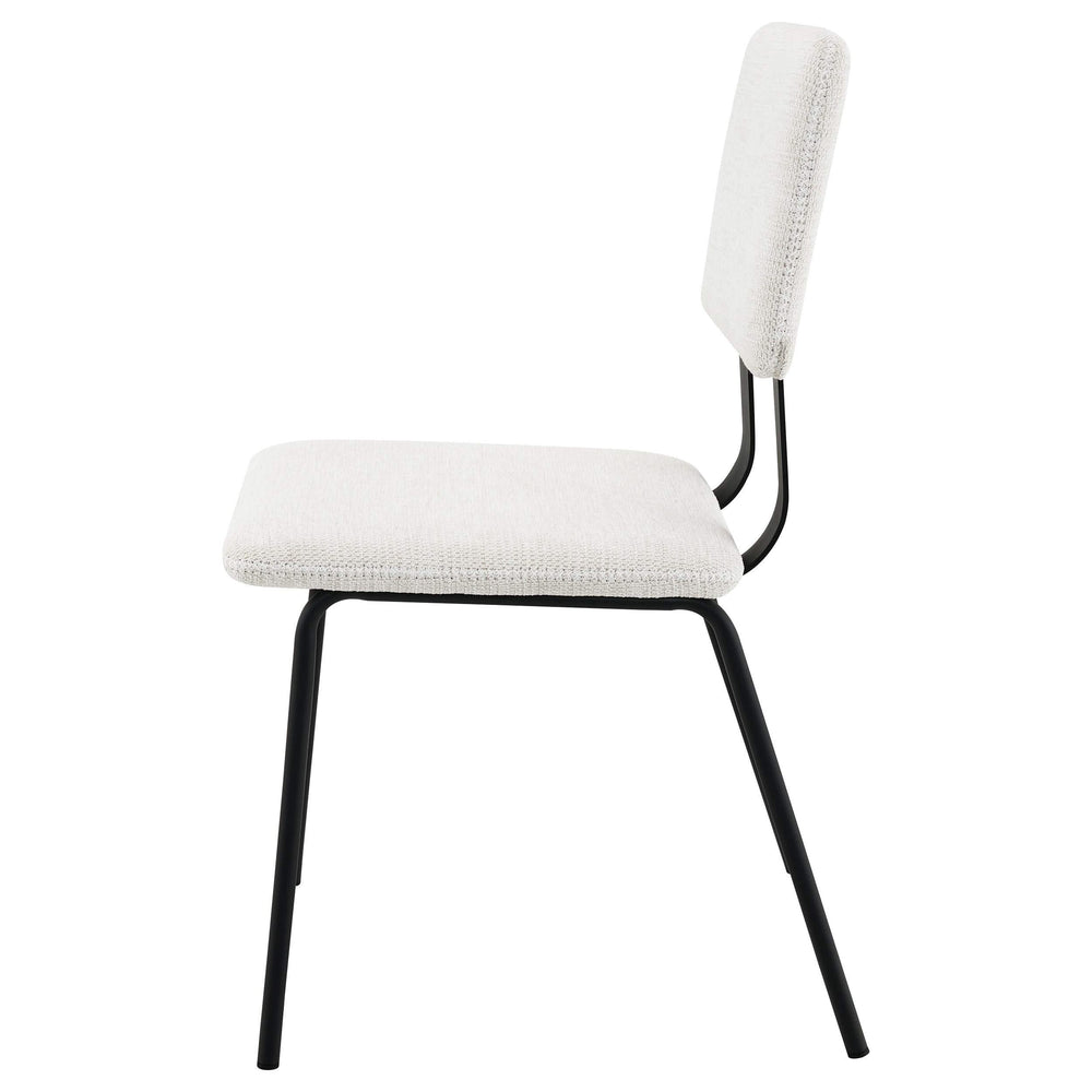 Silla de comedor tapizada en tela Calla, color blanco (juego de 2)