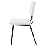 Silla de comedor tapizada en tela Calla, color blanco (juego de 2)