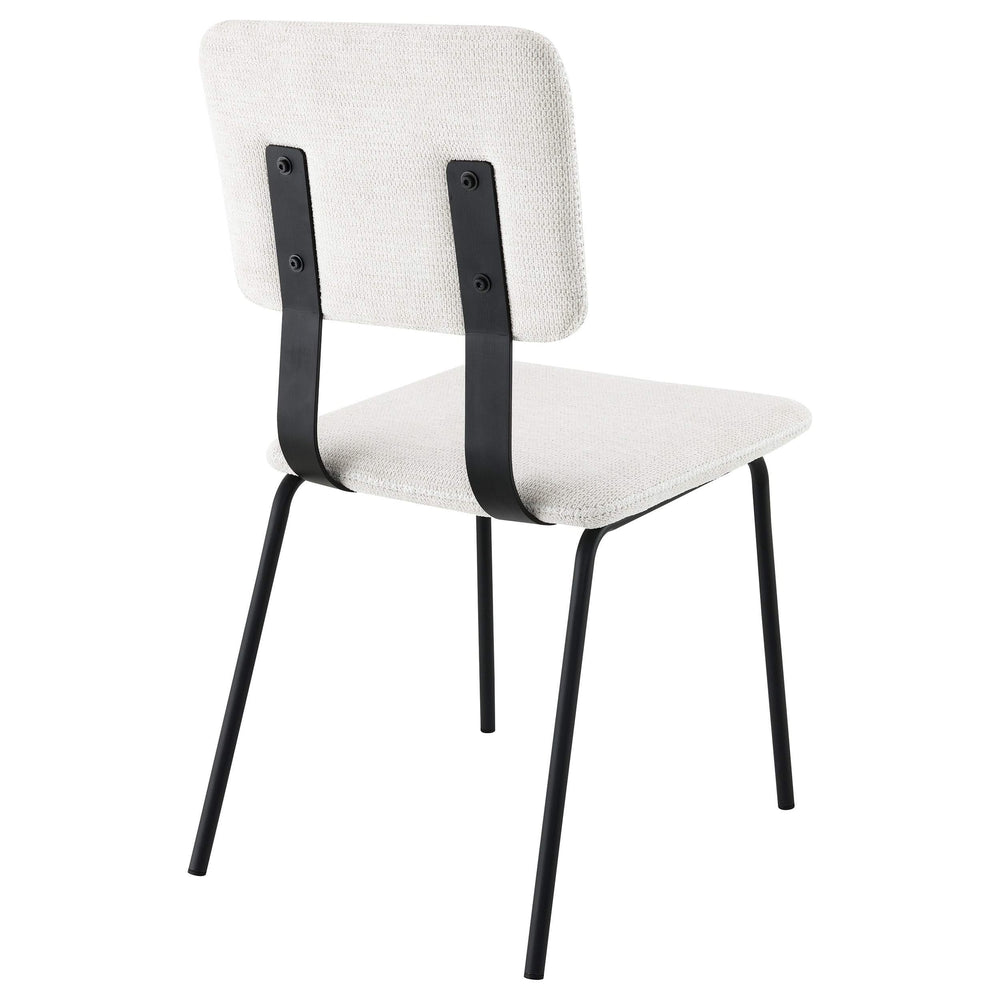 Silla de comedor tapizada en tela Calla, color blanco (juego de 2)