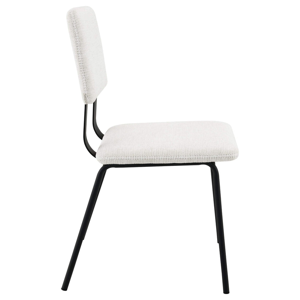 Silla de comedor tapizada en tela Calla, color blanco (juego de 2)
