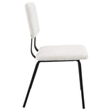Silla de comedor tapizada en tela Calla, color blanco (juego de 2)