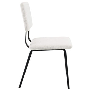 Silla de comedor tapizada en tela Calla, color blanco (juego de 2)