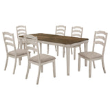 Juego de mesa de comedor rectangular Ronnie de 7 piezas, color crema rústico