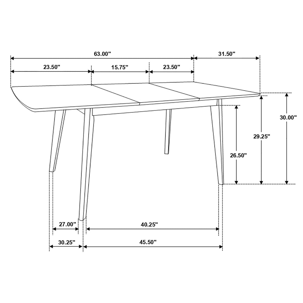 Mesa de comedor Alfredo de 63 pulgadas con hojas extensibles en nogal natural
