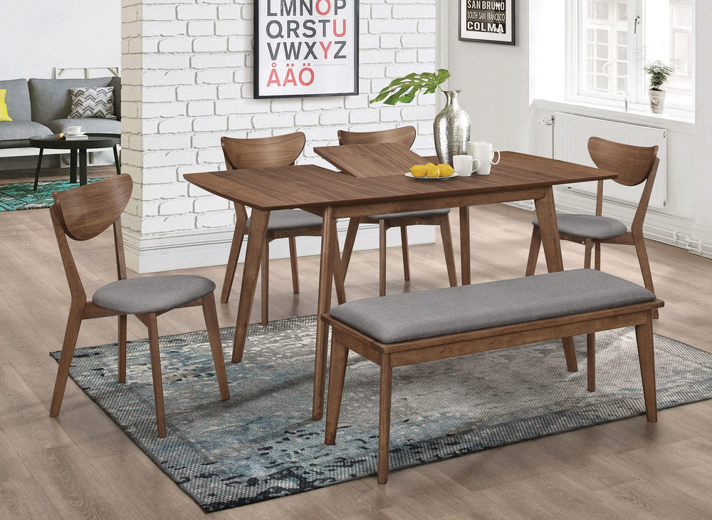 Mesa de comedor Alfredo de 63 pulgadas con hojas extensibles en nogal natural