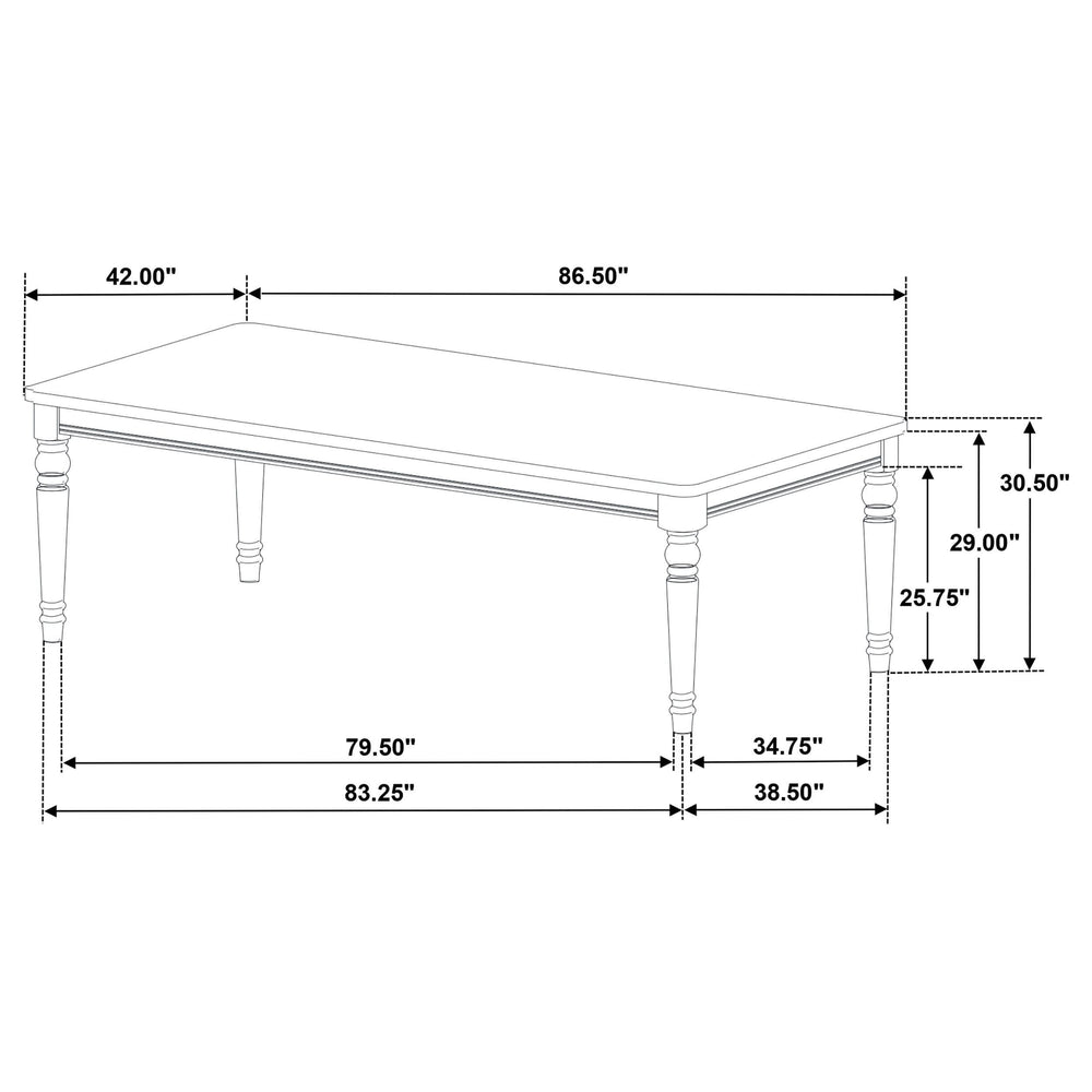Mesa de comedor rectangular Willowbrook de madera de castaño de 87 pulgadas