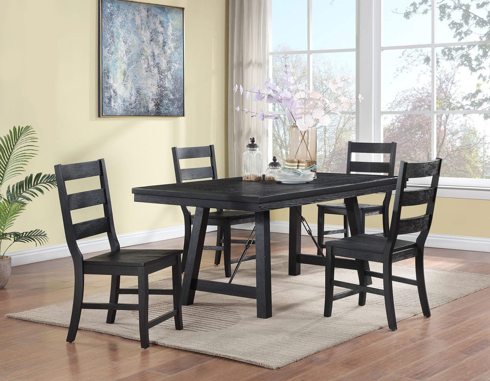 Juego de mesa de comedor Newport de 5 piezas con caballete rectangular, color negro