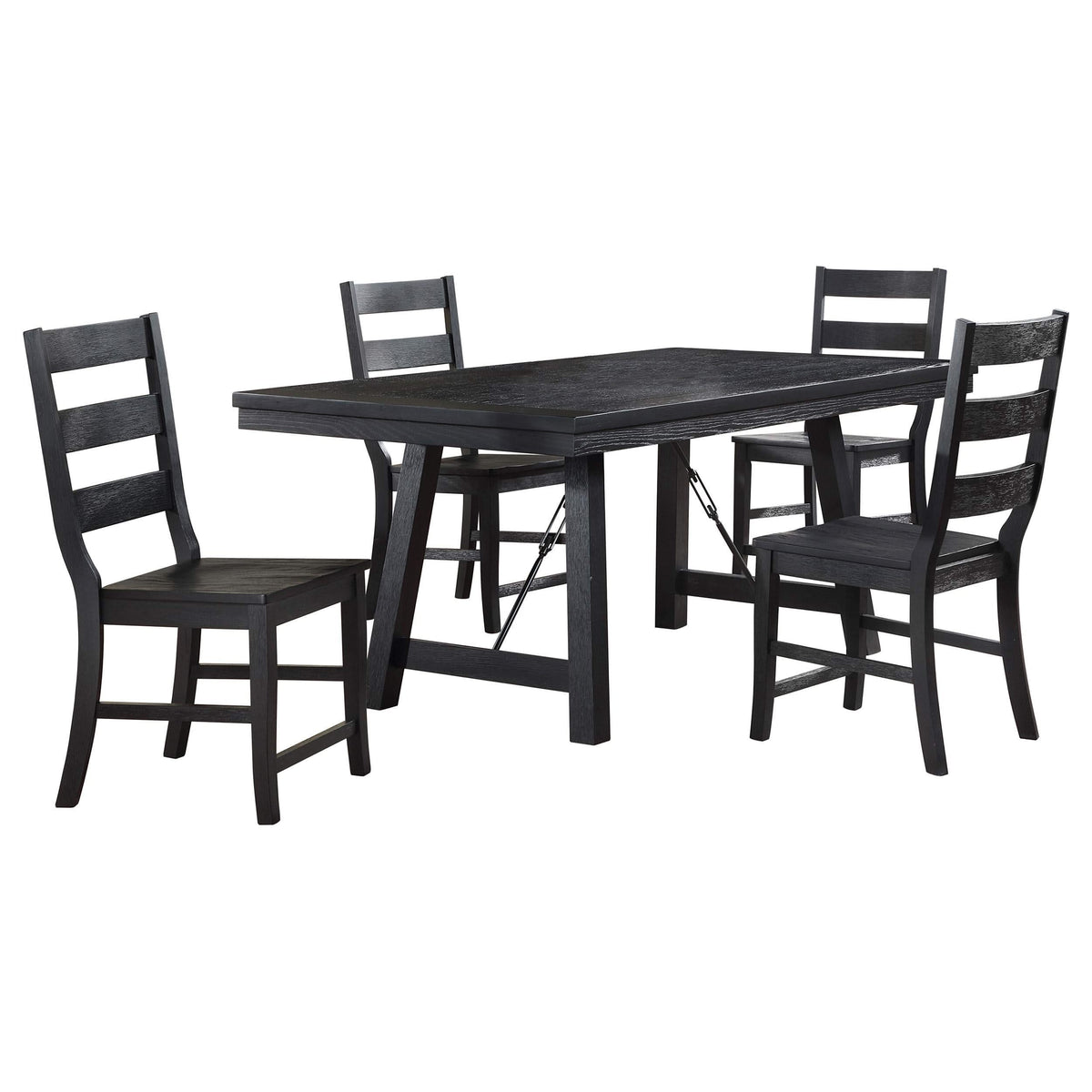 Juego de mesa de comedor Newport de 5 piezas con caballete rectangular, color negro