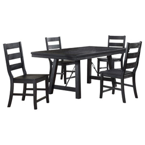Juego de mesa de comedor Newport de 5 piezas con caballete rectangular, color negro