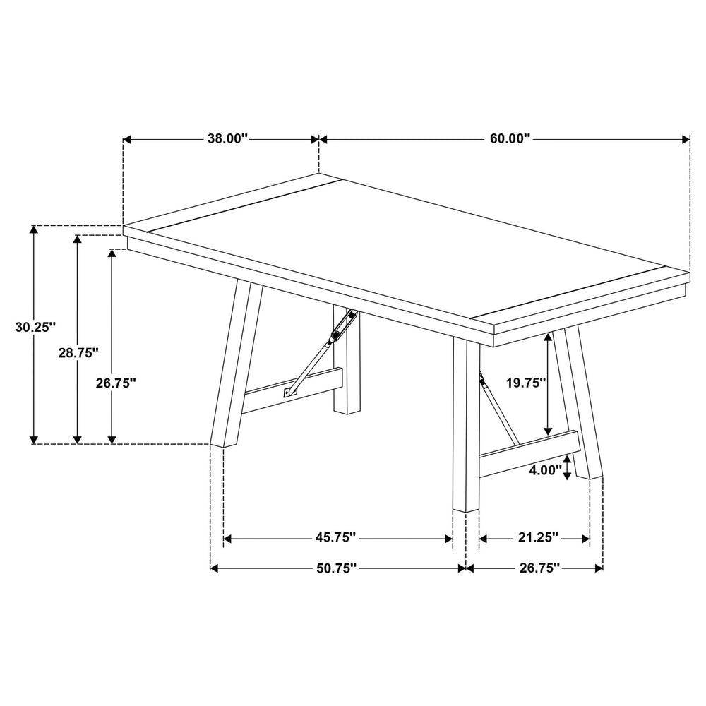 Juego de mesa de comedor Newport de 5 piezas con caballete rectangular, color negro