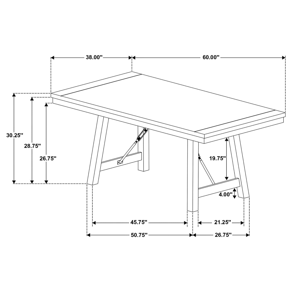 Juego de mesa de comedor Newport de 5 piezas con caballete rectangular, color negro