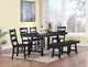 Juego de mesa de comedor Newport de 6 piezas con caballete rectangular, color negro