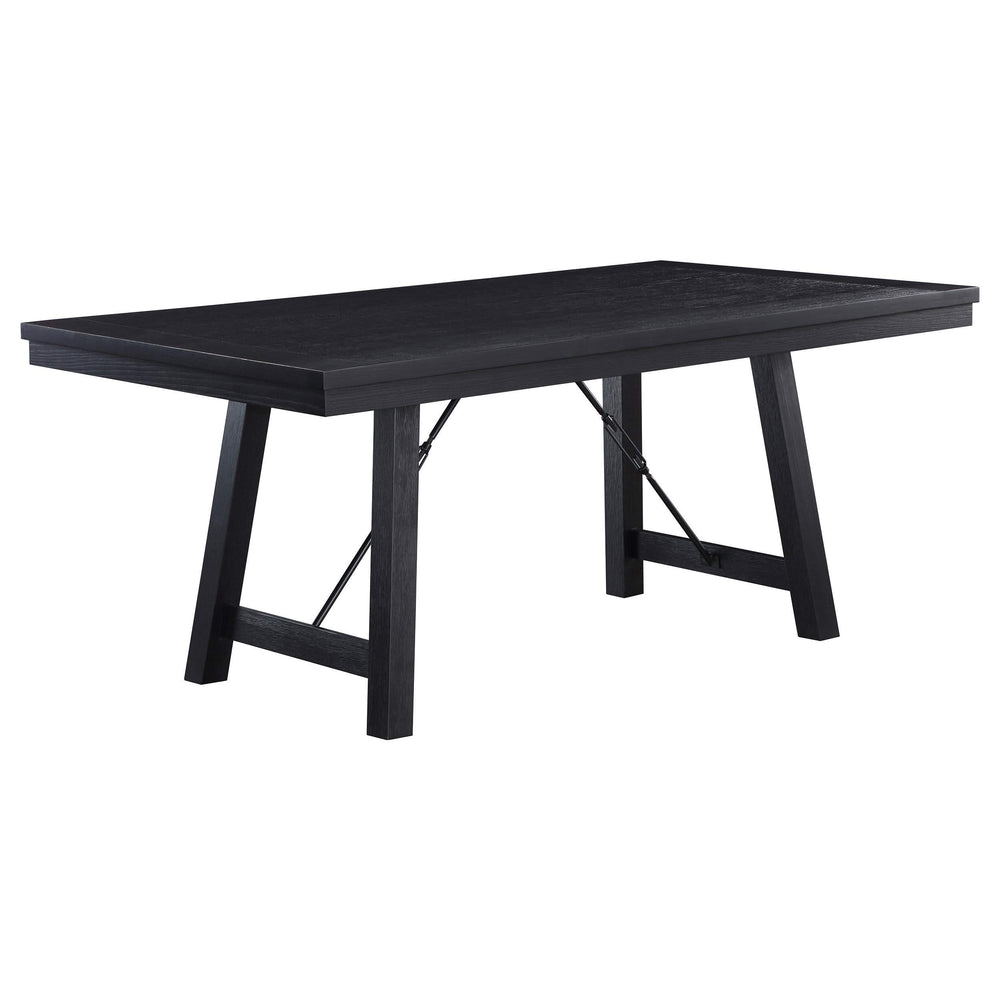 Juego de mesa de comedor Newport de 6 piezas con caballete rectangular, color negro