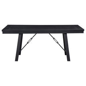 Juego de mesa de comedor Newport de 6 piezas con caballete rectangular, color negro