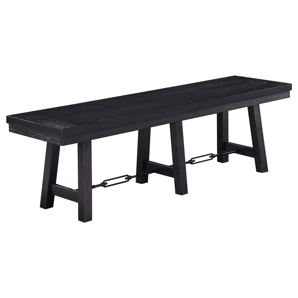 Juego de mesa de comedor Newport de 6 piezas con caballete rectangular, color negro