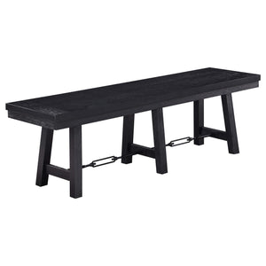 Juego de mesa de comedor Newport de 6 piezas con caballete rectangular, color negro
