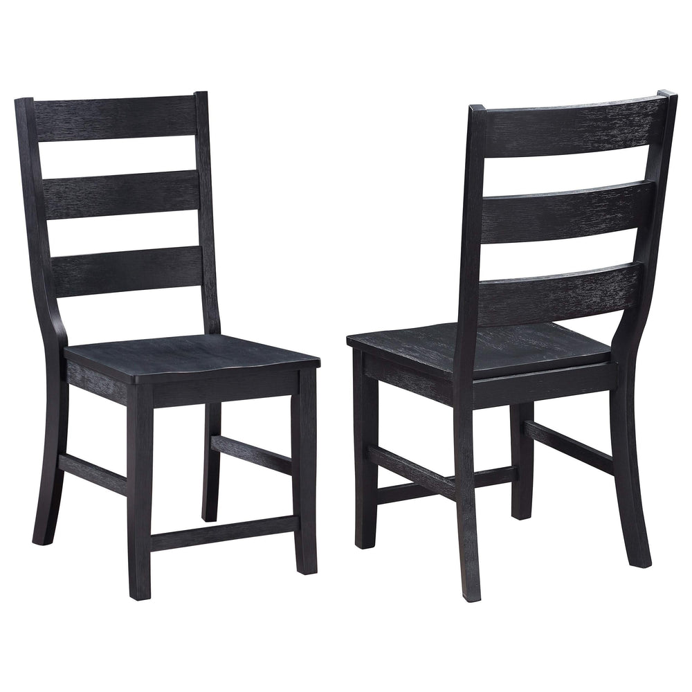 Silla de comedor Newport de madera con respaldo de escalera, color negro (juego de 2)