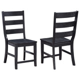 Silla de comedor Newport de madera con respaldo de escalera, color negro (juego de 2)