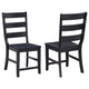 Silla de comedor Newport de madera con respaldo de escalera, color negro (juego de 2)