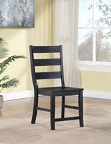 Silla de comedor Newport de madera con respaldo de escalera, color negro (juego de 2)