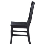 Silla de comedor Newport de madera con respaldo de escalera, color negro (juego de 2)