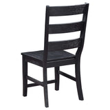 Silla de comedor Newport de madera con respaldo de escalera, color negro (juego de 2)