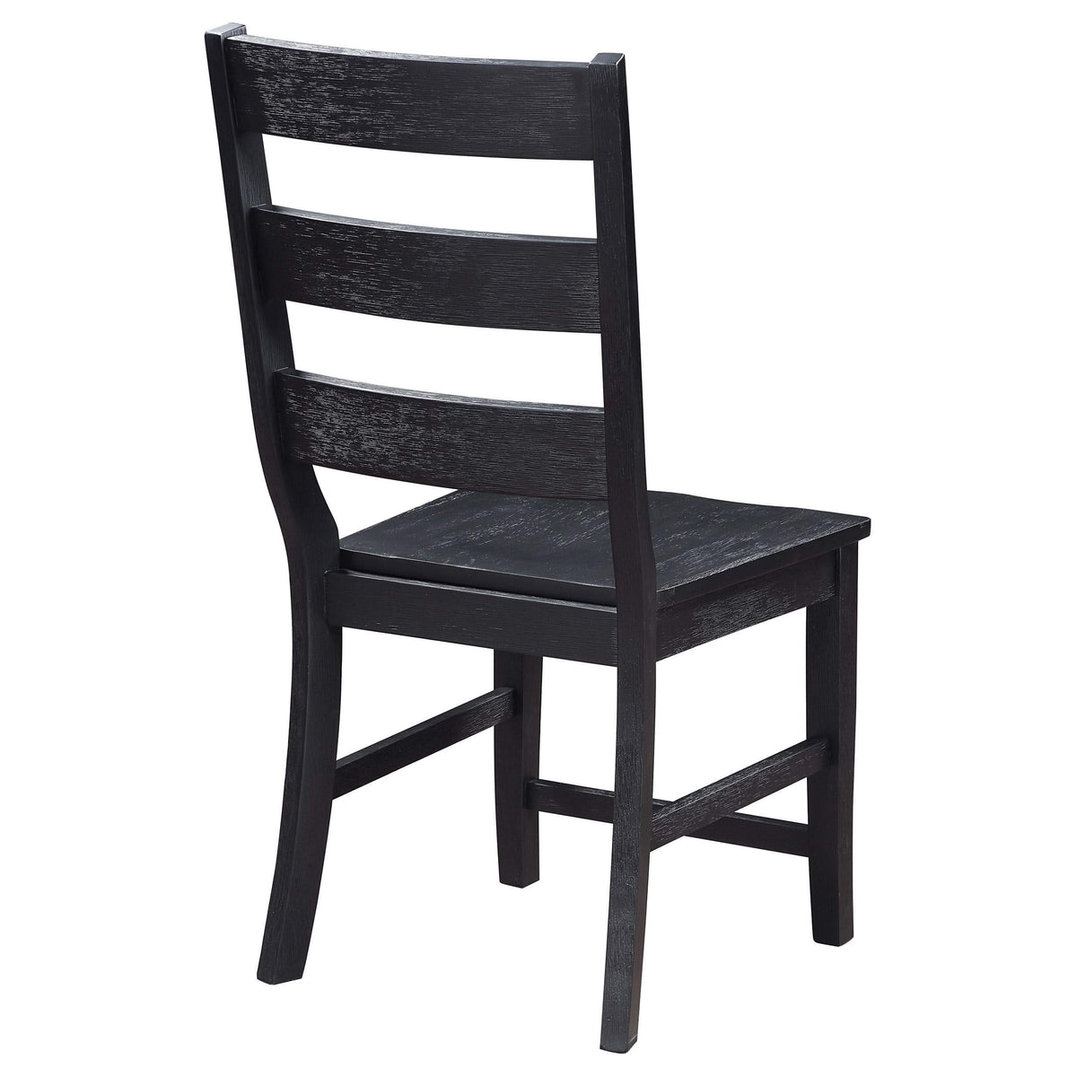 Silla de comedor Newport de madera con respaldo de escalera, color negro (juego de 2)