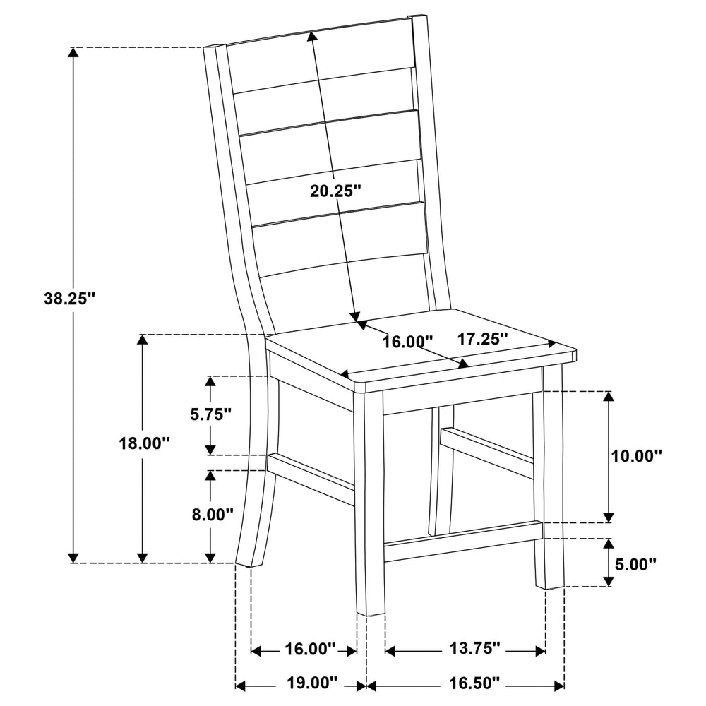 Silla de comedor Newport de madera con respaldo de escalera, color negro (juego de 2)