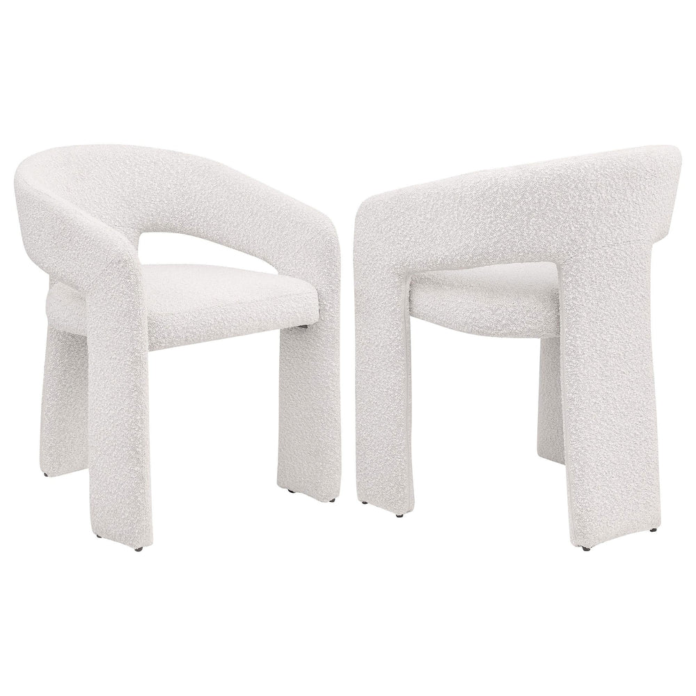 Silla de comedor tapizada Eudora Boucle color crema (juego de 2)