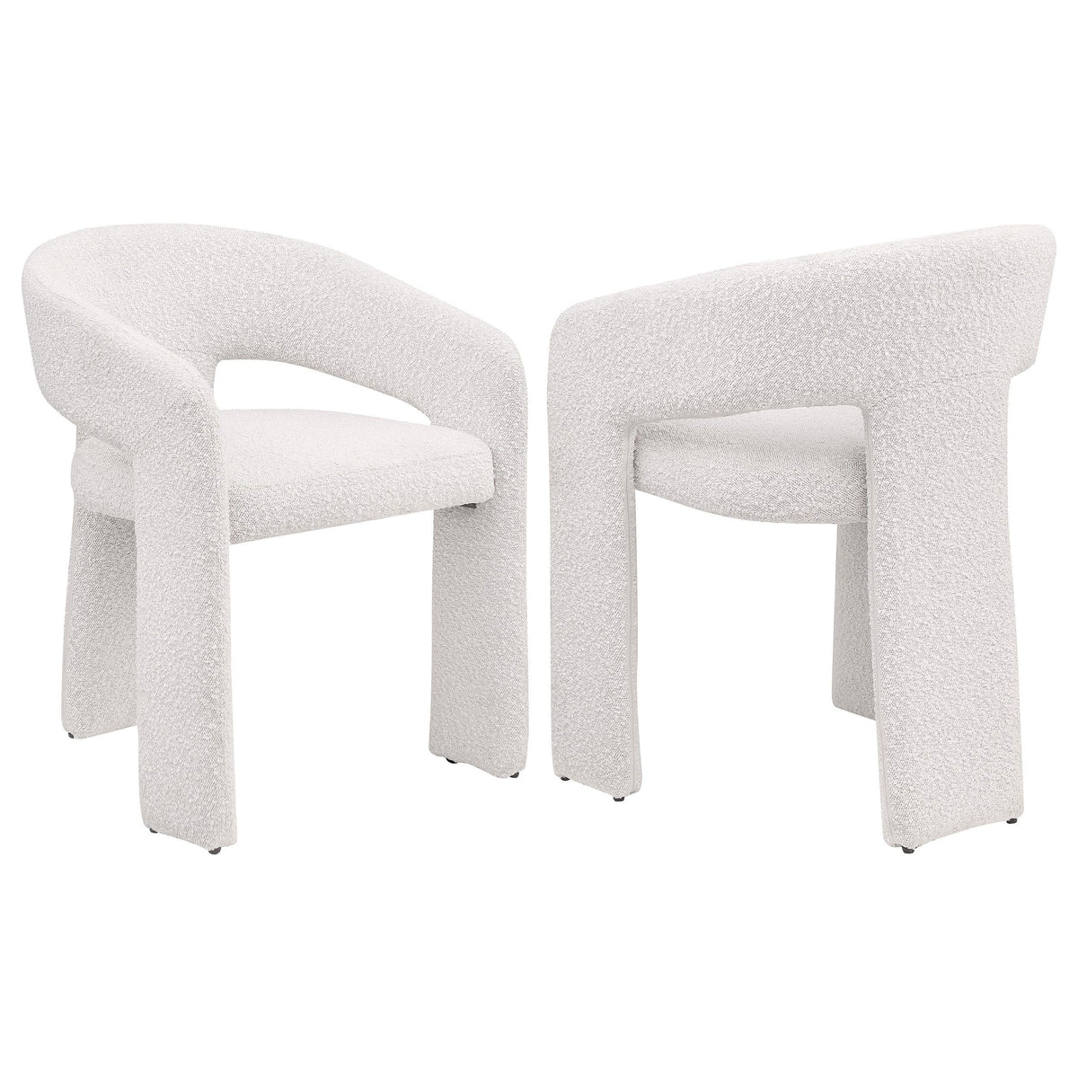 Silla de comedor tapizada Eudora Boucle color crema (juego de 2)