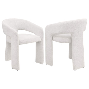 Silla de comedor tapizada Eudora Boucle color crema (juego de 2)