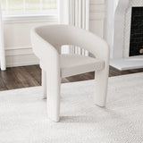 Silla de comedor tapizada Eudora Boucle color crema (juego de 2)