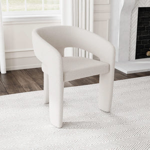 Silla de comedor tapizada Eudora Boucle color crema (juego de 2)