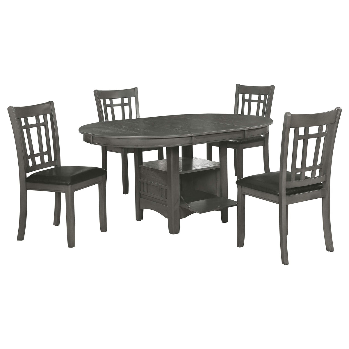 Juego de comedor Lavon de 5 piezas con hojas extensibles ovaladas, gris medio
