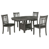 Juego de comedor Lavon de 5 piezas con hojas extensibles ovaladas, gris medio