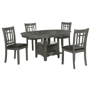 Juego de comedor Lavon de 5 piezas con hojas extensibles ovaladas, gris medio